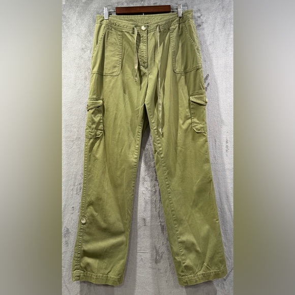 LL BEAN Favorite Fit Size 12 Tall Cargo Pants Khaki Green Olive Womens Utility - Picture 1 of 8